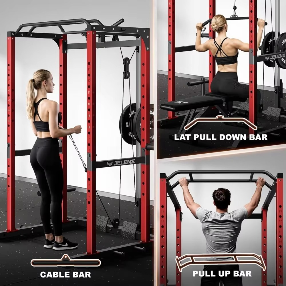 Home Gym Equipment Set - S21 Power Cage Rack Multifuncional Ajustável